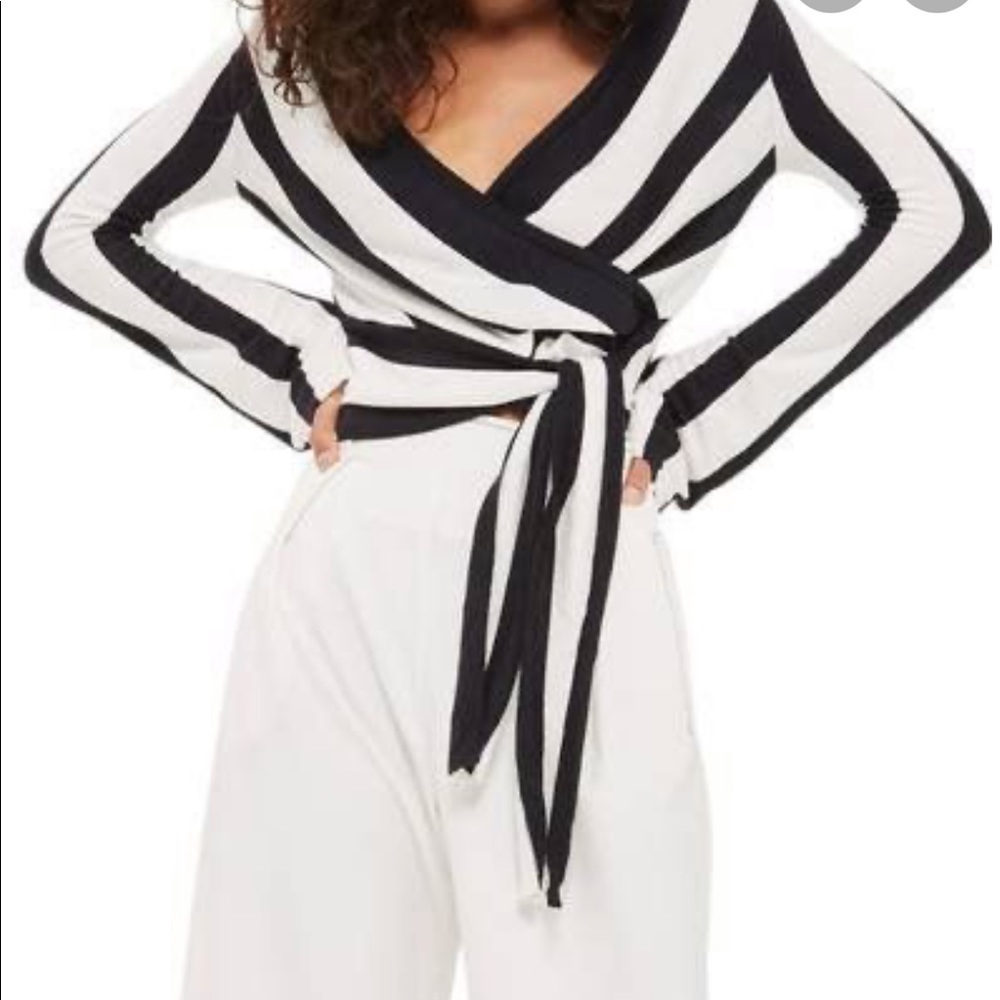 Topshop stripe knit wrap top